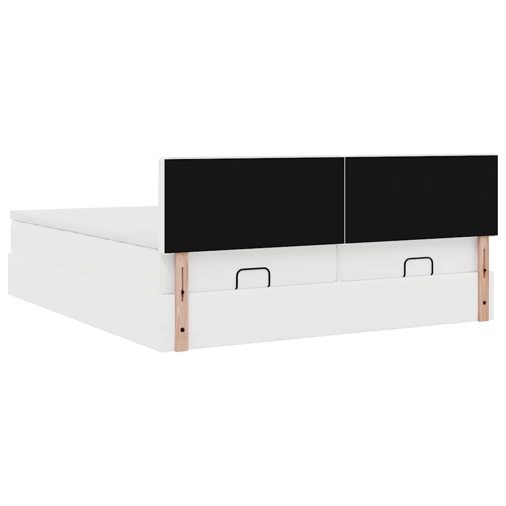 Struttura Letto Pouf con Materassi Bianco 180x200 cm Similpelle 3311957