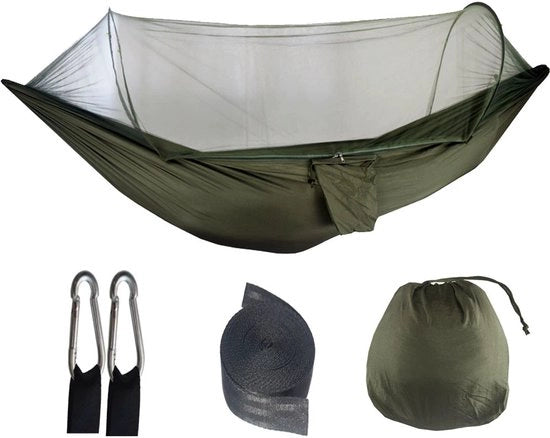 Hangmat per 2 persone - interno ed esterno - per bambini e adulti - cotone - accessori per campeggio - hangmat antizanzare - hangmat all'aperto con rete antizanzare - paracadute idrorepellente