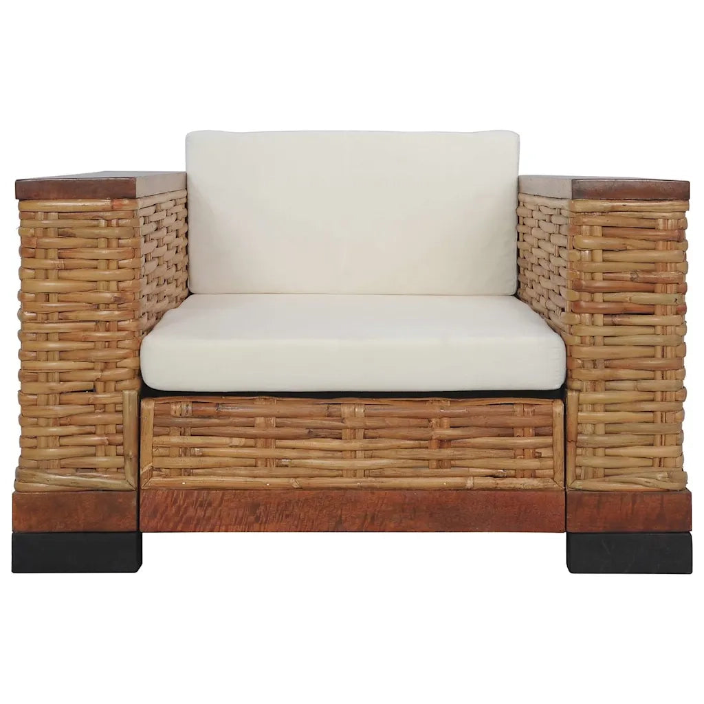 Set di Divani 2 pz con Cuscini in Rattan Naturale Marrone cod mxl 6844