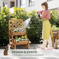 Fioriera da Esterno a Mezza Botte in Legno d'Abete con Design Verticale Rialzato, 45x45x80 cm