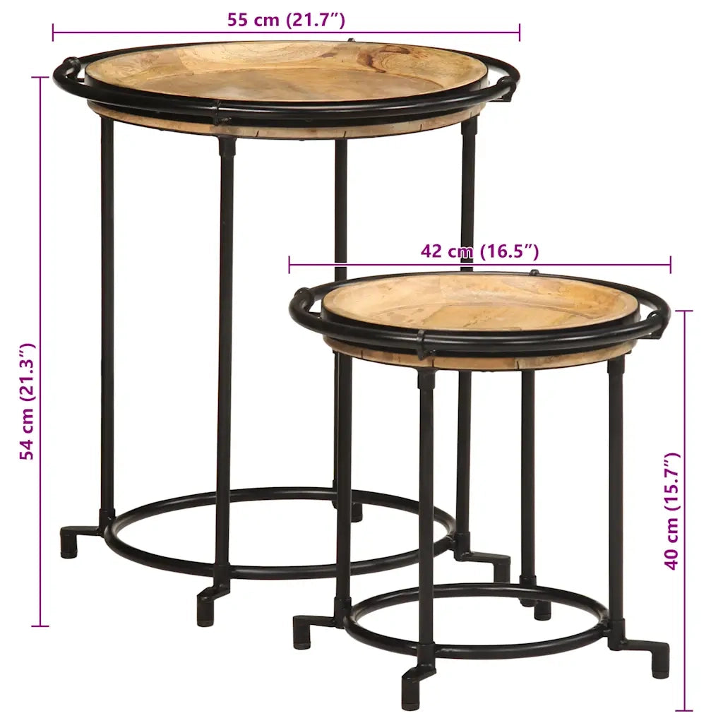 Set Tavolino 2 pz in Legno Massello di Mango 4013513