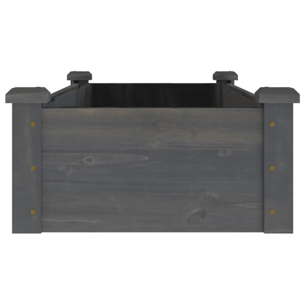 Fioriera rialzata per piante fiori patio giardino rivestimento 120 x 45 x 25 cm legno massello di abete grigio 02_0039833