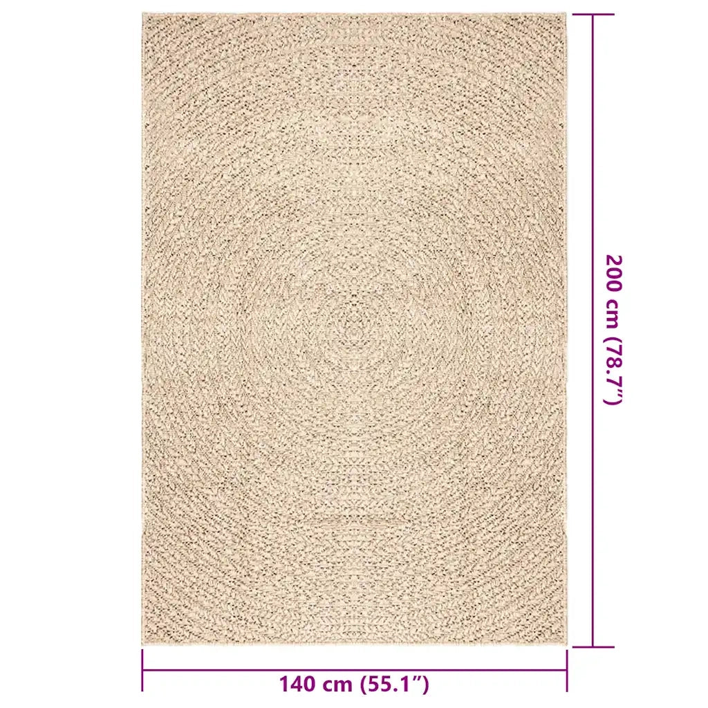 Tappeto ZIZUR Beige 140x200 cm Aspetto Iuta Interni ed Esterni 4010408