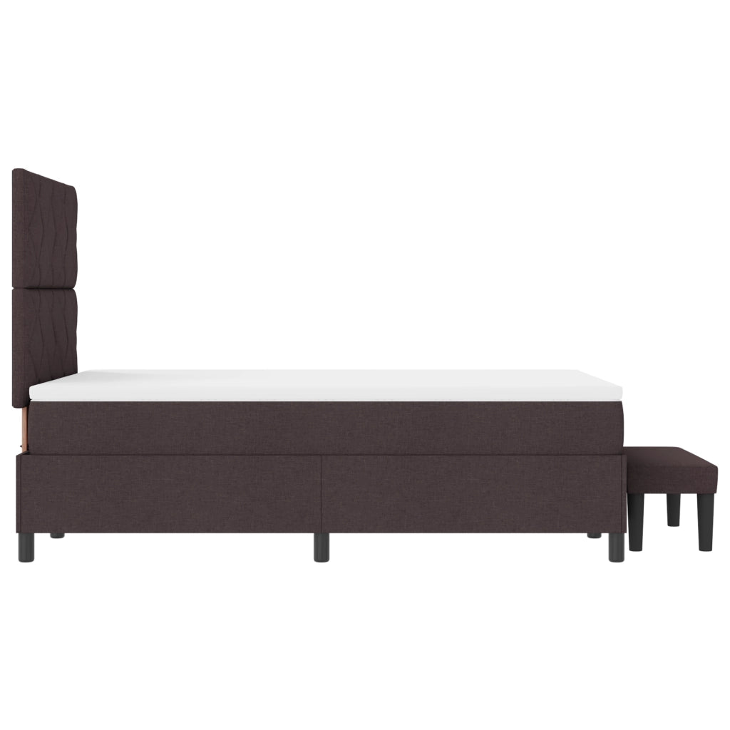 Letto a molle con materasso e panca marrone scuro 120x190 cm tessuto