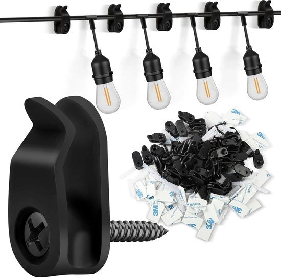 Impugnature a doppia faccia per appendere - Set di 50 impugnature per illuminazione natalizia - Impugnature a vite con chiusura di sicurezza - Adesivo a doppia faccia - Viti per appendere luci - Illuminazione di atmosfera - Vasi di fiori