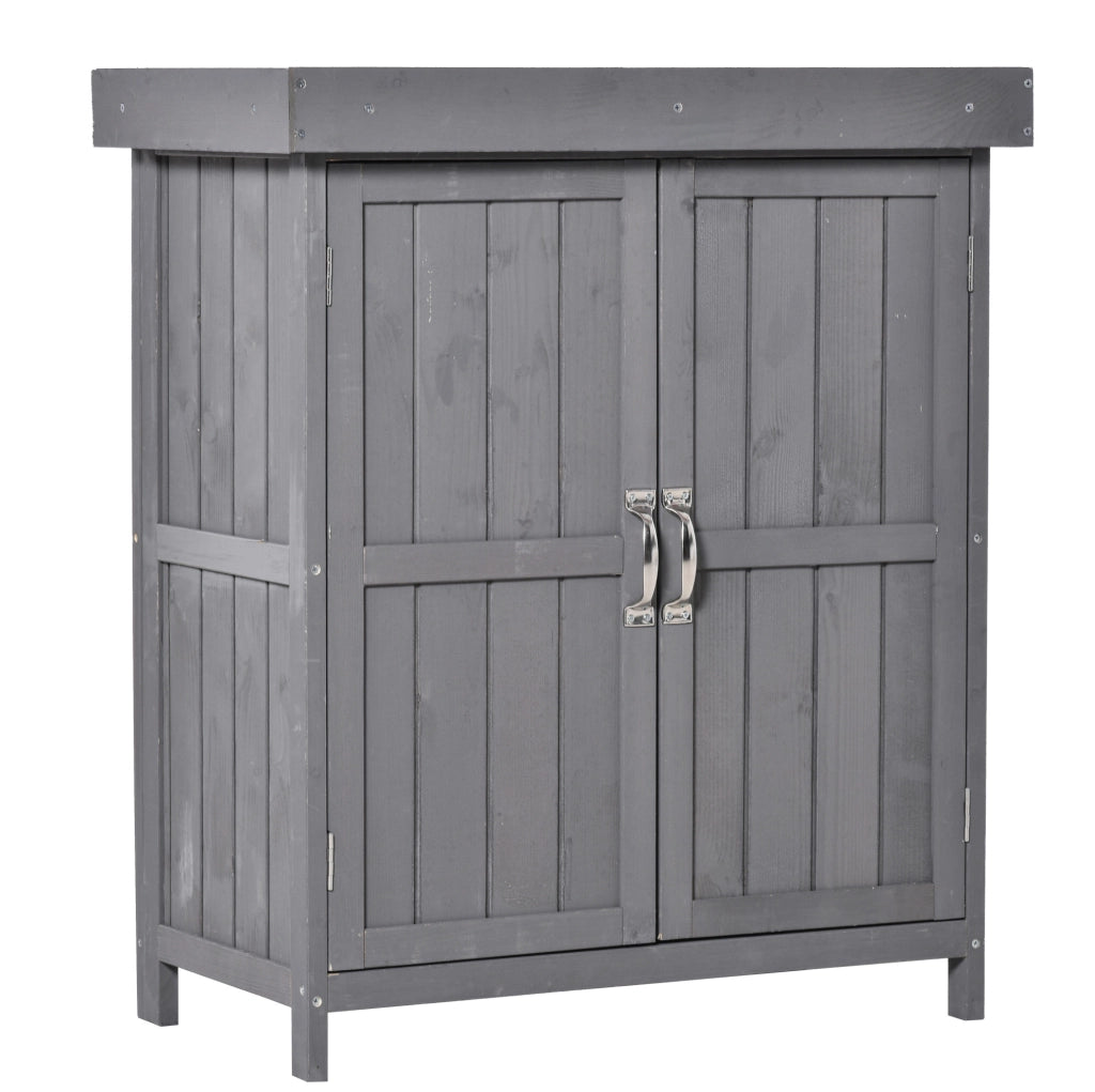 Mobile da giardino con banco da lavoro 91;5x28;5x49 cm; in legno e metallo grigio