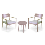 Poltrona alluminio Ibiza 2 pezzi con tavolino tondo beige