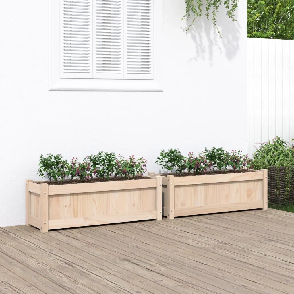 2 pz Fioriere | Cassetta per fiori | Vaso da Giardino in Legno Massello di Pino