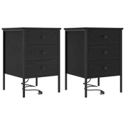 Set di 2 Comodini | Armadio da Notte | Mobiletto da notte con cassetto Rovere Nero 42 x 41 x 61 cm