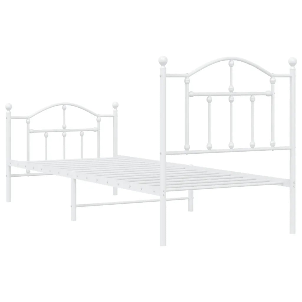Giroletto con Testiera e Pediera-Struttura Letto Metallo Bianco 80x200 cm 719118