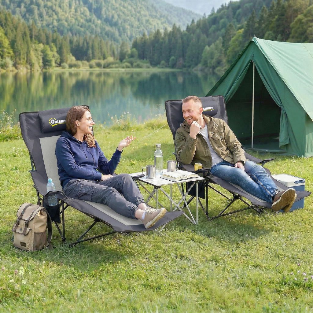 Sedia da campeggio pieghevole con schienale regolabile ¨C zephmum ¨C Grigio scuro