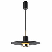 LAMPADARIO LED SOSPENSIONE MODERNO NERO ORO 10W DIMMERABILE CCT REGOLABILE LP022
