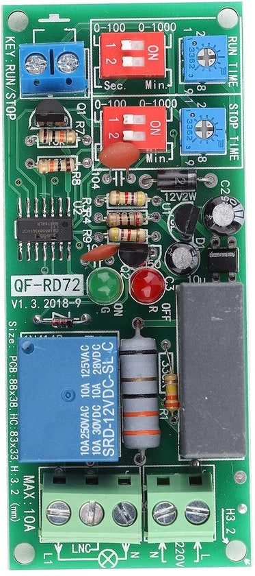 Modulo di Interruttore a Relais - Ritardo Impostabile - AC 100V a 250V - Affidabile - Interruttore a Orologeria - Adatto per Applicazioni Elettroniche...