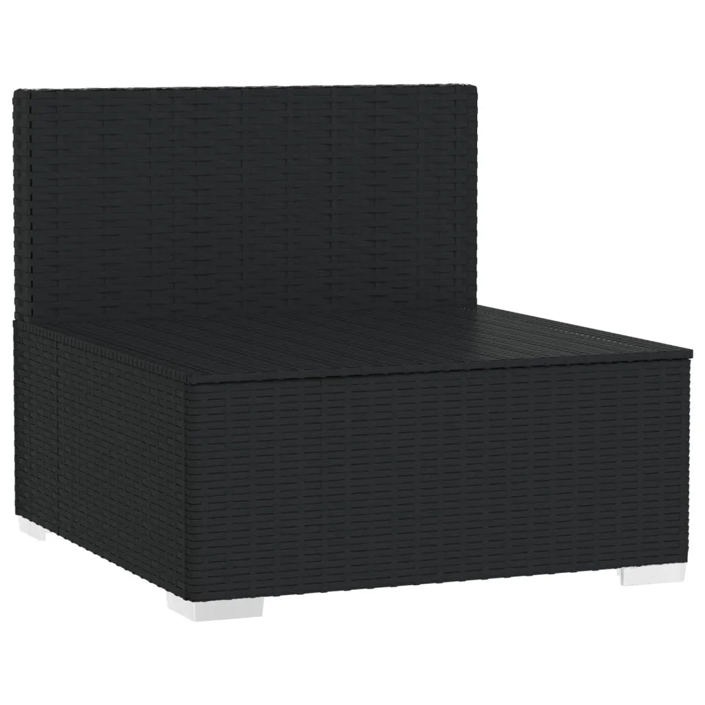 Divano a 3 Posti con Cuscini in Polyrattan Nero cod mxl 34886