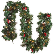 Festone Natalizio Sintetico con Illuminazione LED 180 cm Verde