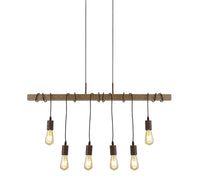 Lampadario Industrial-Nordico Fienile Acciaio Marrone 6 Luci E27