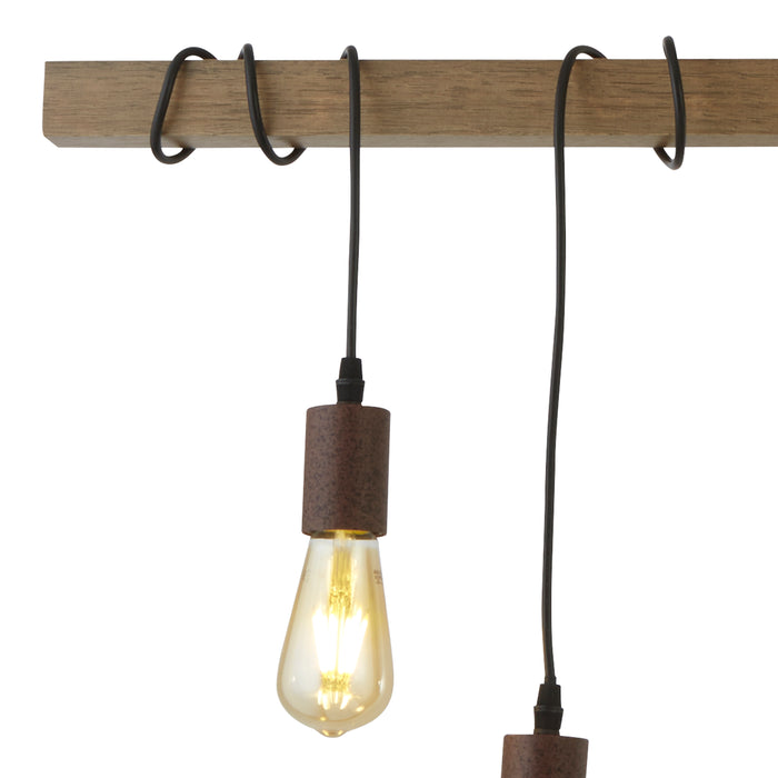 Lampadario Industrial-Nordico Fienile Acciaio Marrone 6 Luci E27