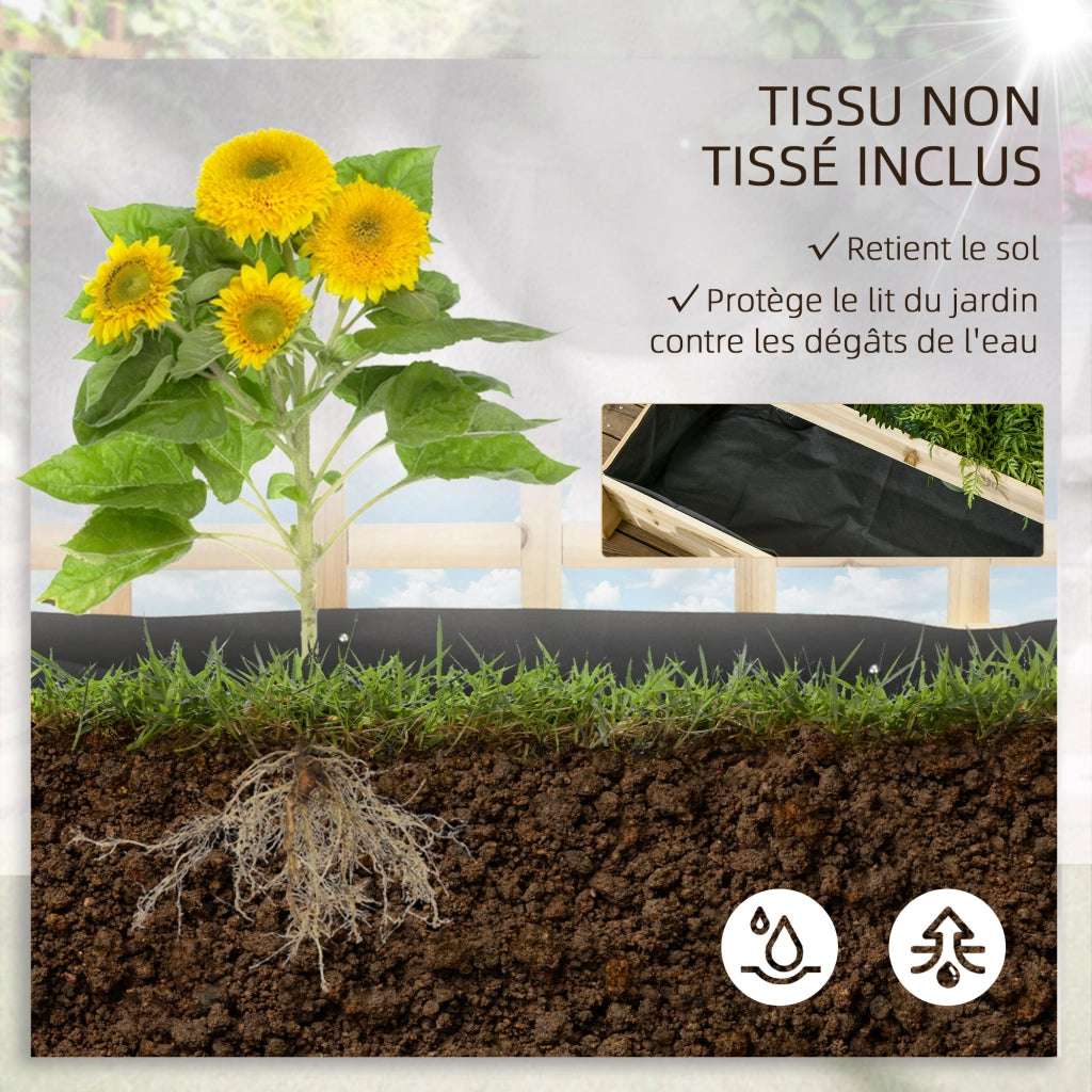 Letto da giardino rialzato a 3 livelli con griglia ¨C zephmum ¨C legno naturale