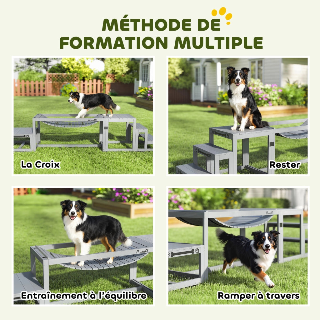 Kit Agilit¨¤ per Cani 3 Pezzi ¨C zephmum ¨C Legno Massello Grigio