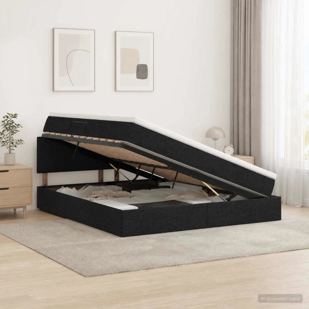 Letto con contenitore e materasso Nero 160 x 200 cm Velluto 3458633