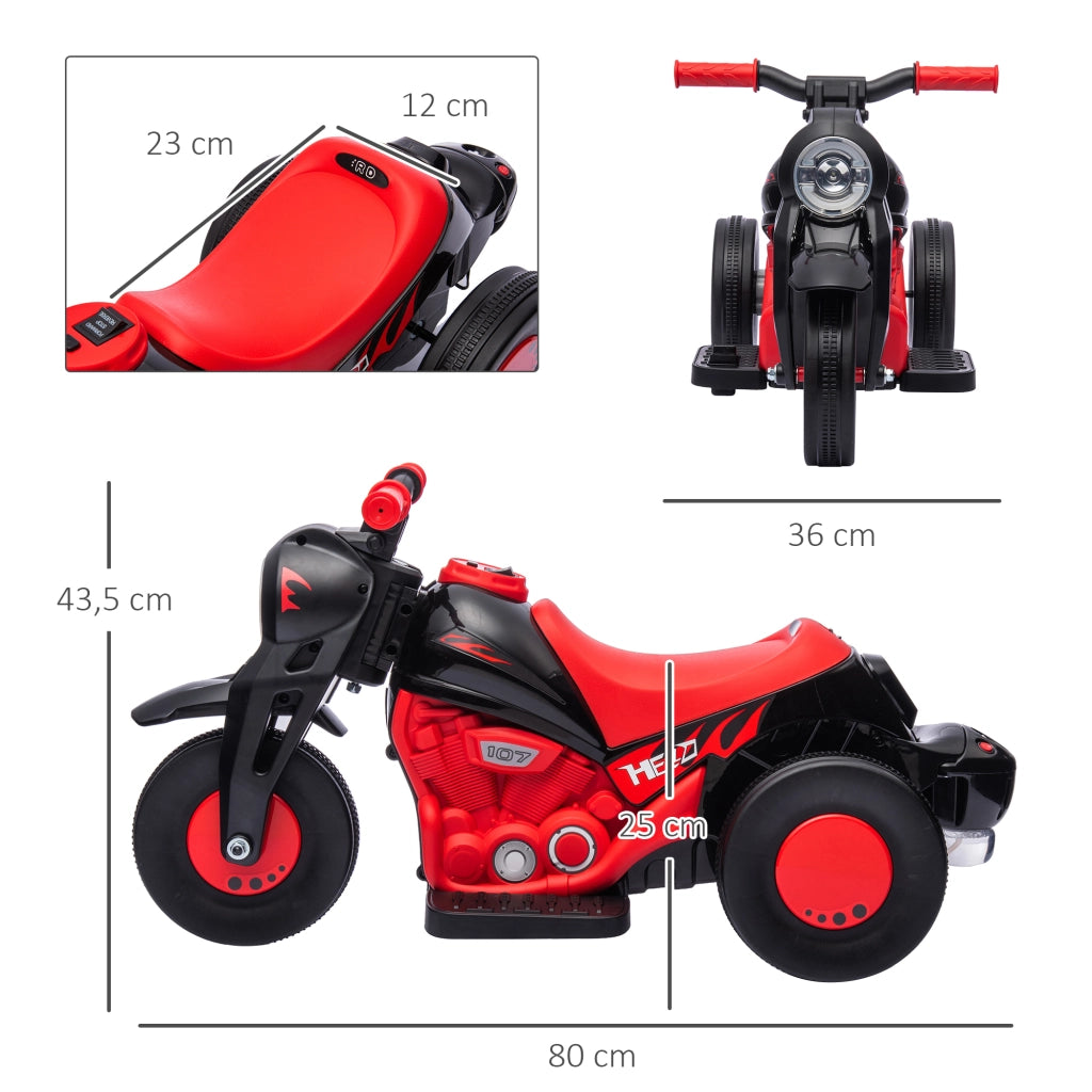 Motociclo Elettrico Bambini 2-5 Anni ¨C Zephmum ¨C 3 Ruote, Rosso, 6V