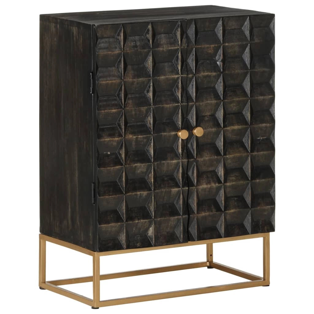 Buffet credenza cassettiera armadio mobile contenitore organizer per cucina soggiorno salotto 55 x 34 x 75 cm legno massello di mango e ferro nero 02_0035953