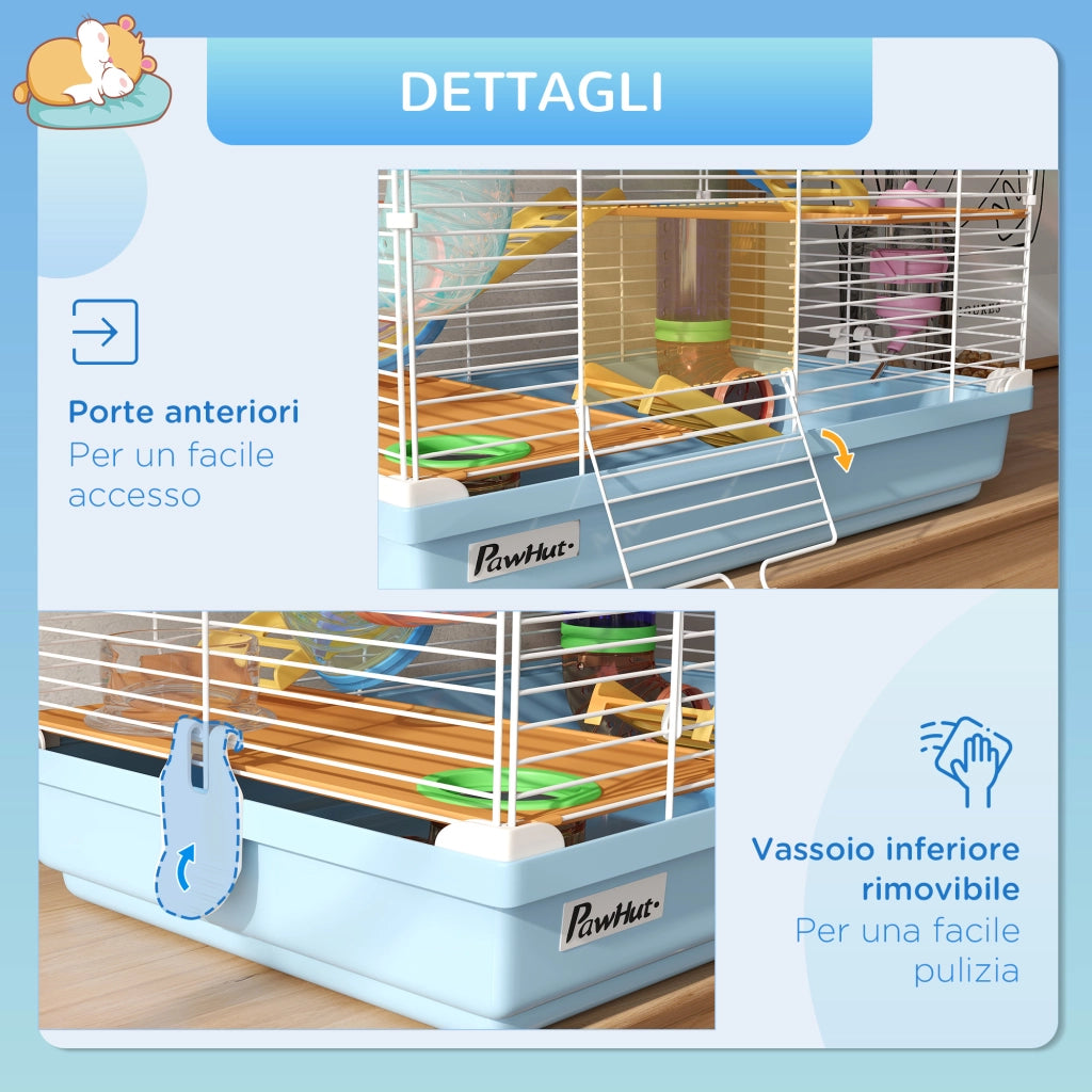 Gabbia per Criceti 5 Livelli con Tubi, Ruota, Scala e Casetta ¨C zephmum ¨C 46x30x58 cm