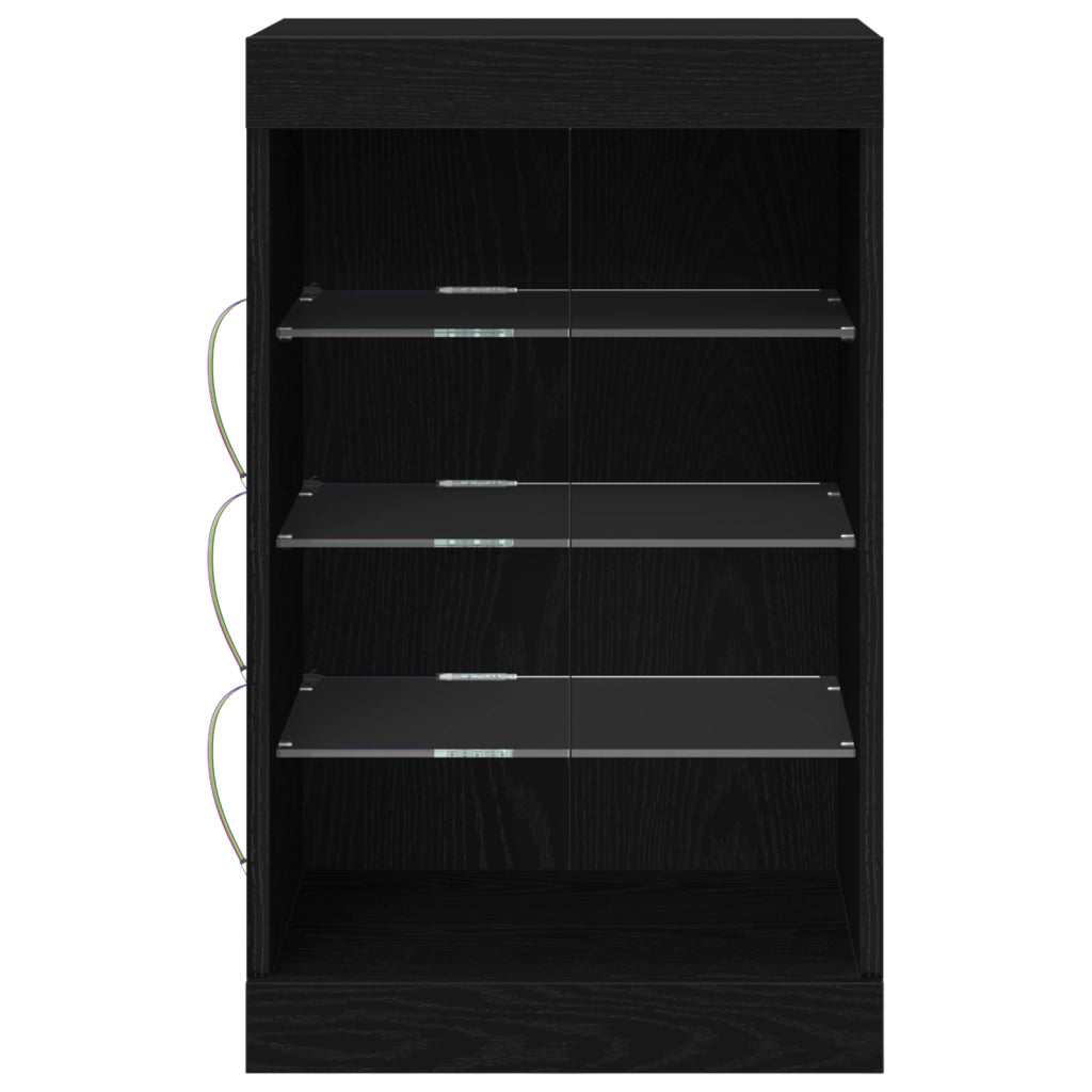 Sideboard  con luci LED Nero Rovere 41x37x67 cm