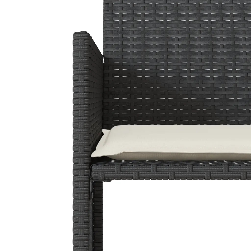 Divano Giardino 2 Posti con Tavolo e Sgabelli-Sofa da Giardino-Divanetto da esterno Nero Polyrattan 331984