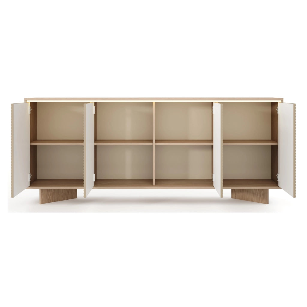 Madia Hataga, Credenza 4 Ripiani, 204x40x84h cm Marrone Rovere