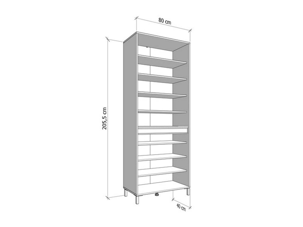 Mobile Portascarpe Peligni, Scarpiera 9 Ripiani, 80x40x205.5h cm Marrone Rovere Nodi