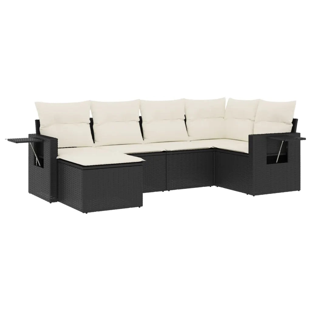 Set Divano da Giardino 6 pz con Cuscini Nero in Polyrattan 3220455