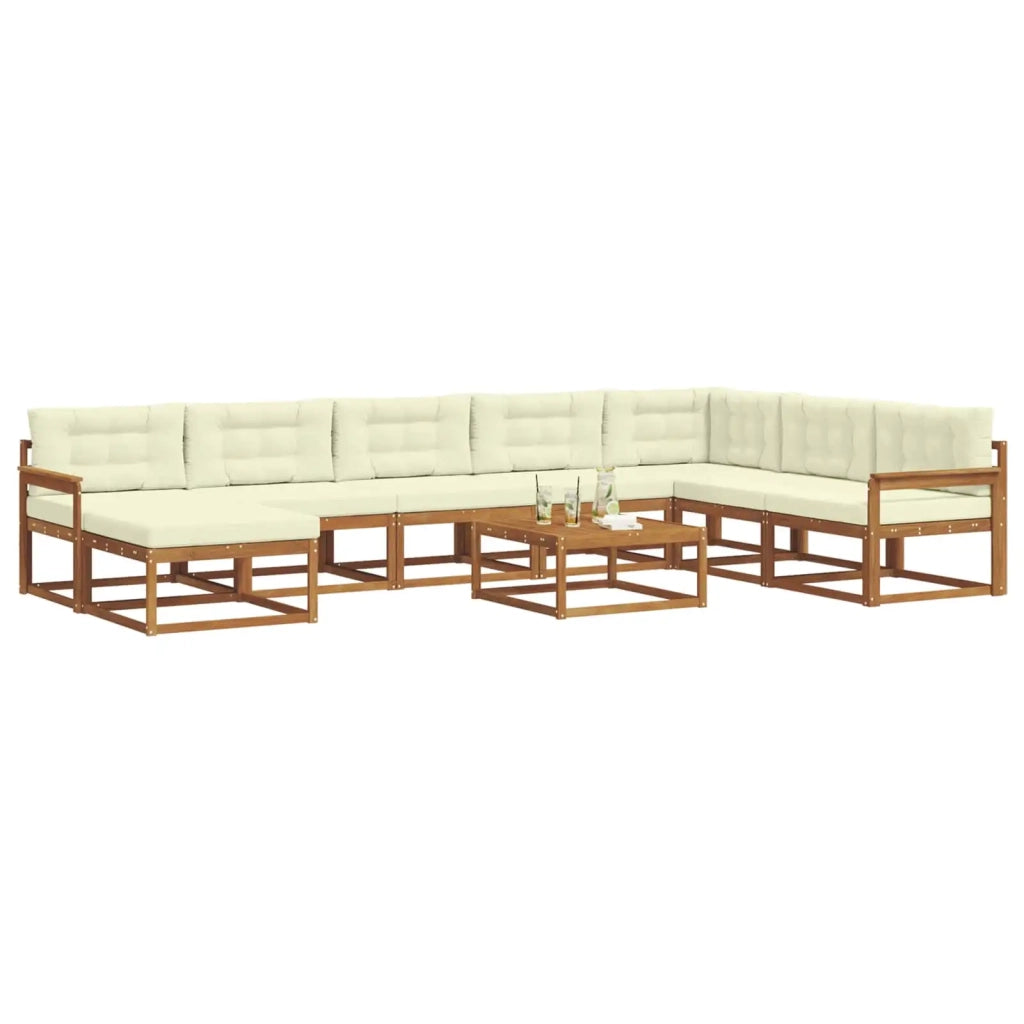 Set di divani da esterno con cuscino 9 pcs Naturale e Crema 3368023
