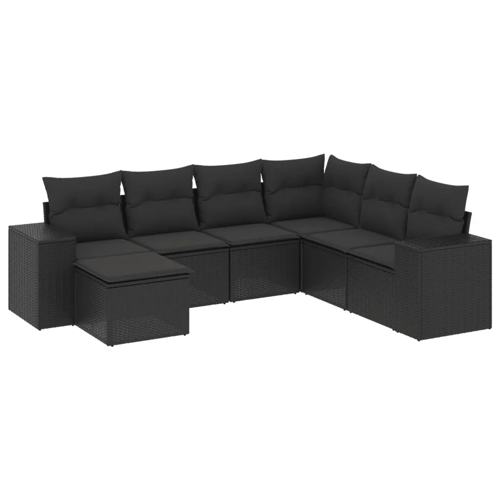 Set Divani da Giardino con Cuscini 7pz Nero Polyrattan 3255232