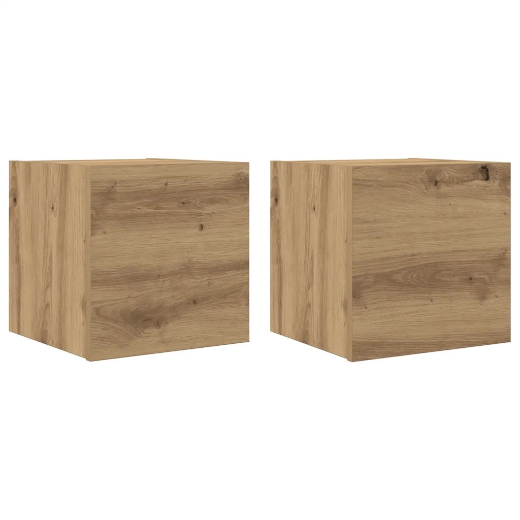 Armadietti TV Montati a Parete 2pz Artigianale 30,5x30x30 cm 856415