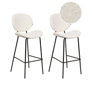 Set di 2 sedie da pranzo bianco con gambe senza braccioli Bouclè PU Gambe in ferro nero Design contemporaneo e retrò Sedute per la sala da pranzo