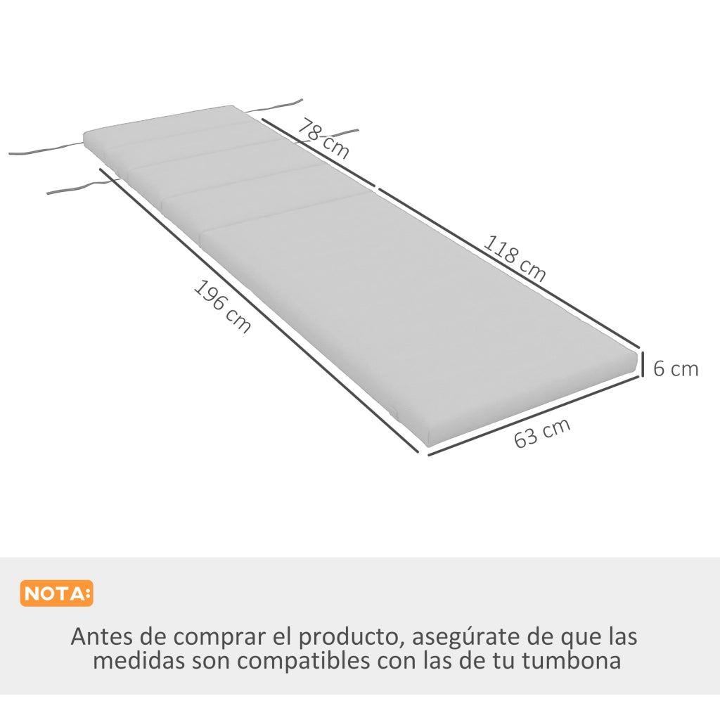 Cuscino per Sdraio in Cotone ¨C Zephmum ¨C Grigio Chiaro 196x63x6 cm