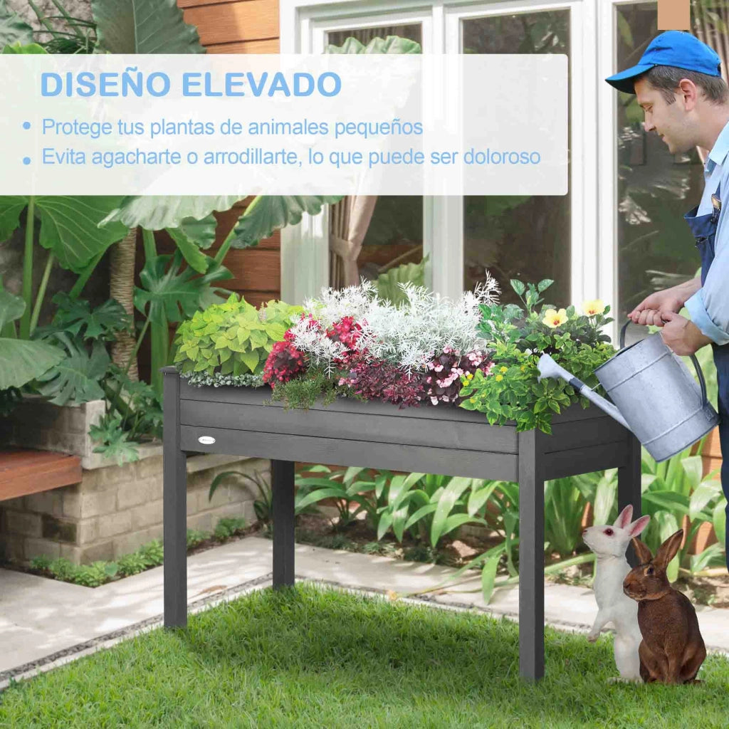 Letto da Giardino Elevato in Legno ¨C zephmum ¨C 122.5x56.5x76 cm Grigio