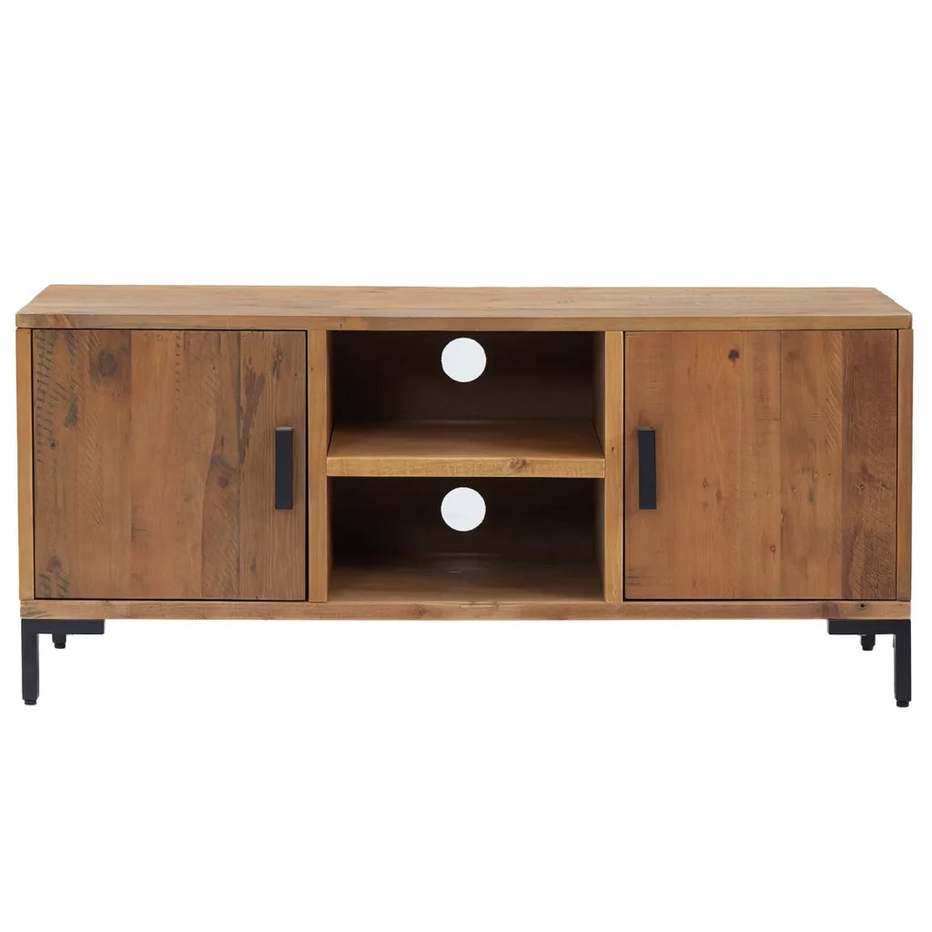 Mobile TV Marrone 110x35x48 cm Legno Massello di Pino Riciclato cod mxl 10110