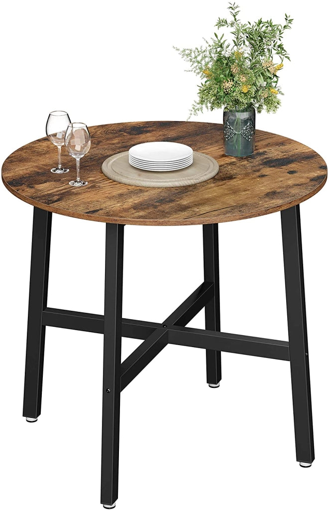 Valora TAVOLO ROTONDO Tavolo rotondo in acciaio marrone rustico 80x75 cm
