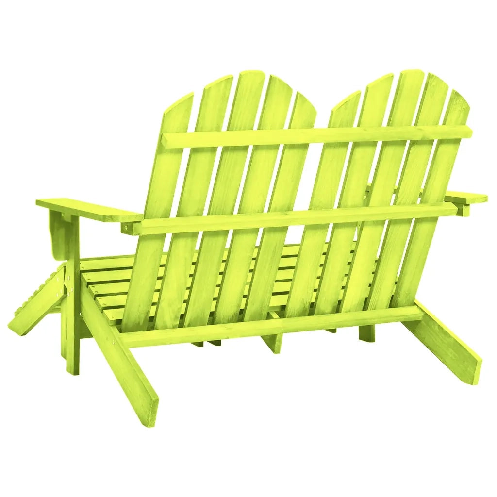 Sedia 2 Posti Adirondack con Ottomana in Abete Massello Verde cod mxl 21470