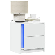 Comodini con Luci LED 2pz-Set di 2 Tavolino da notte Bianchi in Legno Multistrato 572132