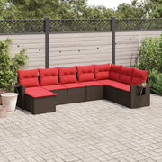 Set Divani da Giardino 8 pz con Cuscini Marrone in Polyrattan 3220563