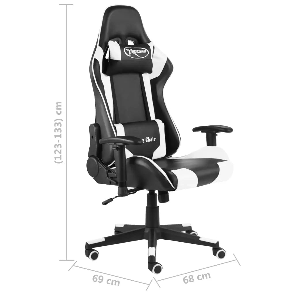 Sedia da Gaming | Sedia da e-sports Girevole Bianca in PVC