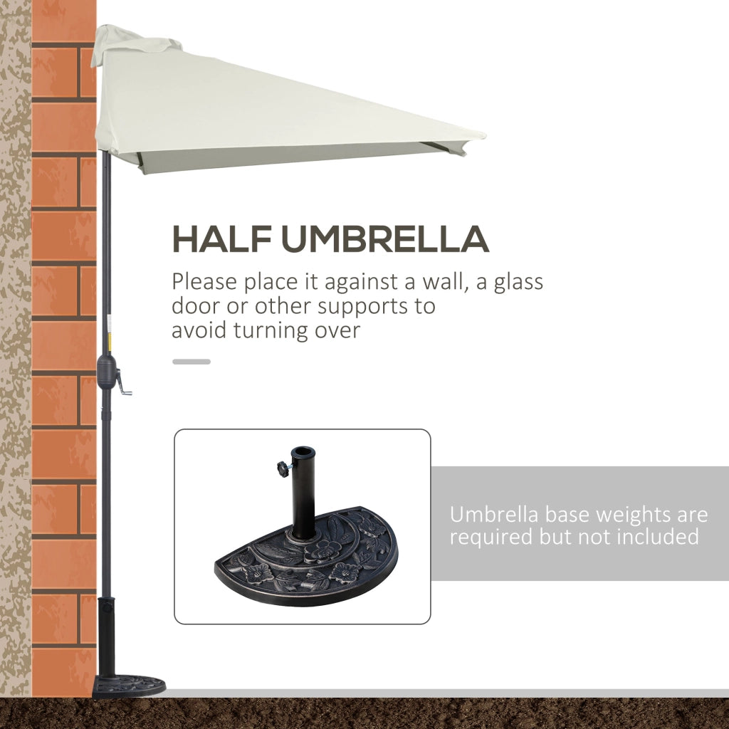 Mezzo Ombrellone da Giardino con Apertura a Manovella  Mezzaluna Beige
