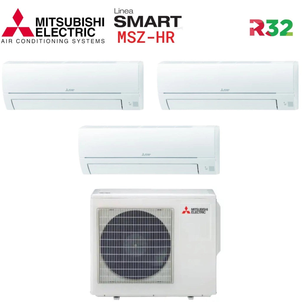 Condizionatore Trial Split Mitsubishi Electric Smart Hr 9000+9000+9000 con MXZ-3HA50VF Wi-Fi Optional R-32