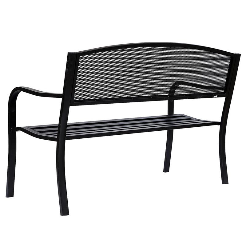 PANCHINA DA ESTERNO IN ACCIAIO, NERO, 127X60X85CM