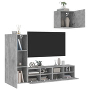 Mobili TV a Muro con LED 4pz Grigio Cemento Legno Multistratocod mxl 110214