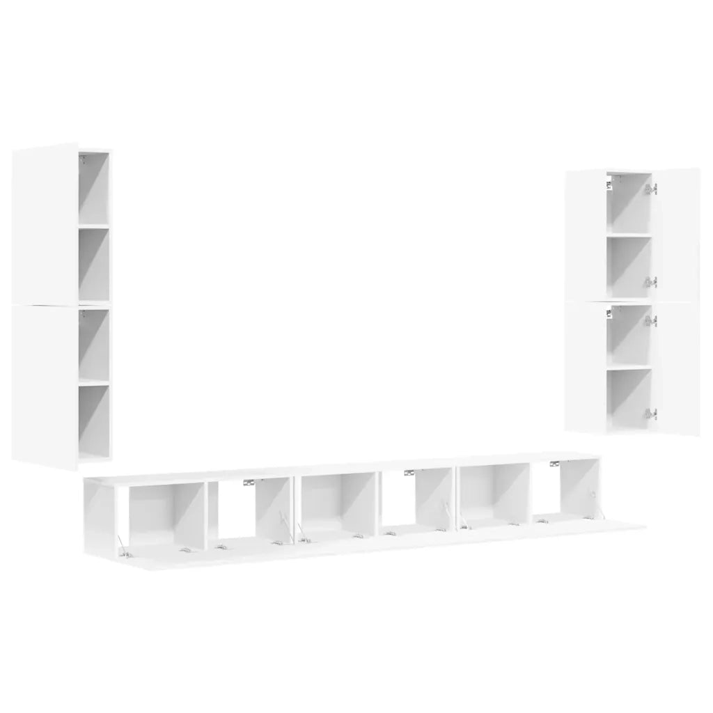Set di Mobili Porta TV 7 pz Bianco in Legno Multistrato 3114302