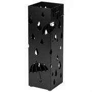 Portaombrelli In Acciaio Zincato Con 2 Ganci Removibili E Vaschetta Scolapioggia Base Antiscivolo Design Moderno Per Ingresso Casa E Ufficio 49 X 15.5 X 15.5 Cm Nero